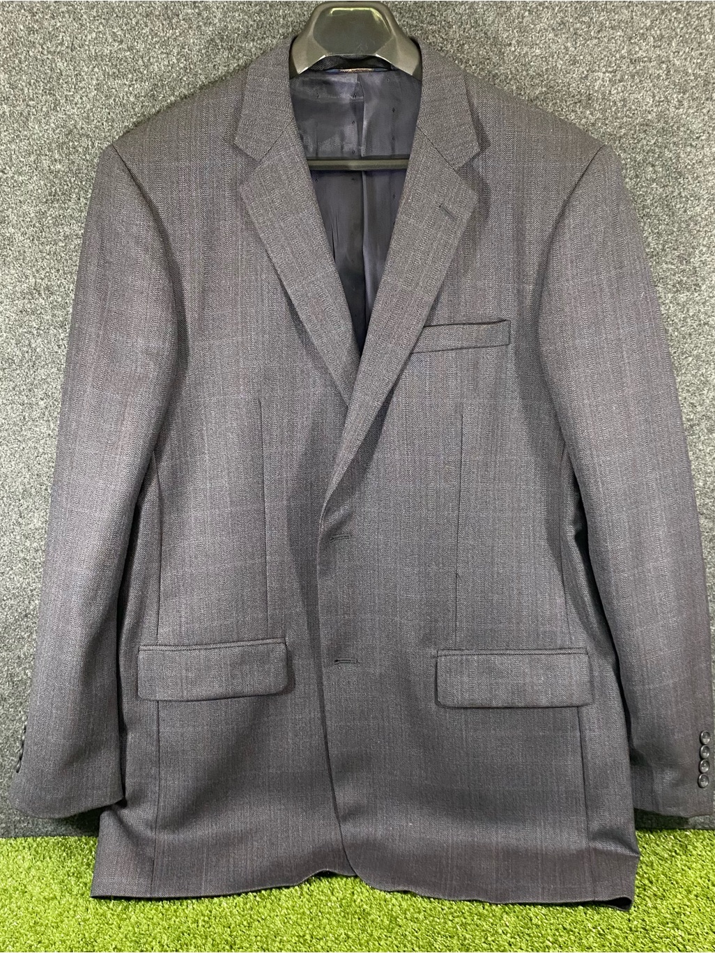 Joseph And Feiss Gold Blazer Jacket Mens 46 XLong Navy Herringbone Wool